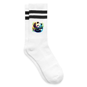 Panda - Gestreifte Tennissocken - Weiß/Schwarz - Rechts