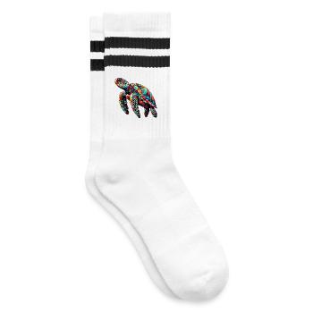 Turtle - Striped tennis socks - white/black - Right