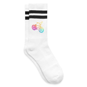 Illustration de vélo géométrique arc-en-ciel - Chaussettes de tennis - blanc/noir - Droite