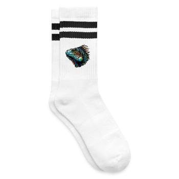 Leguan - Gestreifte Tennissocken - Weiß/Schwarz - Rechts
