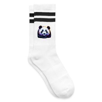 Panda - Gestreifte Tennissocken - Weiß/Schwarz - Rechts