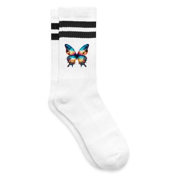 Butterfly - Striped tennis socks - white/black - Right