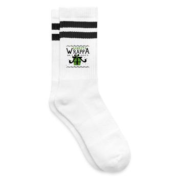 gangsta wrappa christmas funny gift xmas - Striped tennis socks - white/black - Right