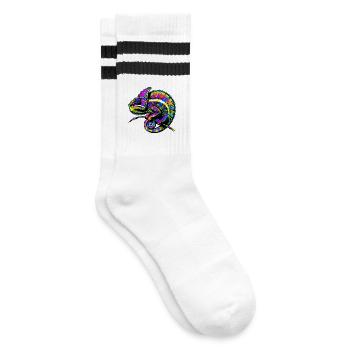 Chamäleon - Gestreifte Tennissocken - Weiß/Schwarz - Rechts