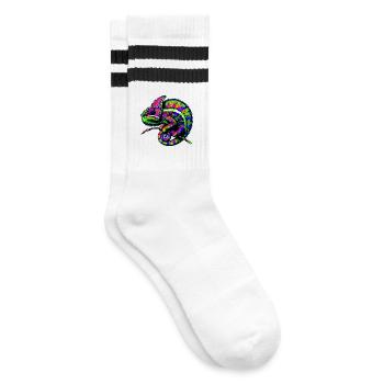 Chamäleon - Gestreifte Tennissocken - Weiß/Schwarz - Rechts