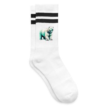Weißer Eisbär - Gestreifte Tennissocken - Weiß/Schwarz - Rechts