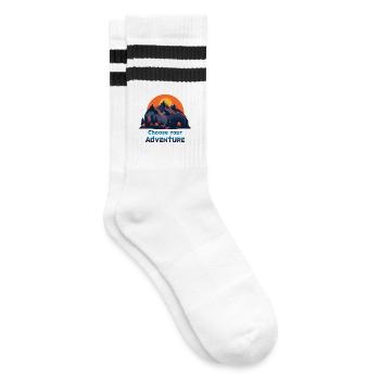 Retro Gaming Abenteuer - Gestreifte Tennissocken - Weiß/Schwarz - Rechts