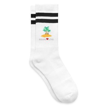 Mallorca with heart, palm trees and beach - Striped tennis socks - white/black - Right