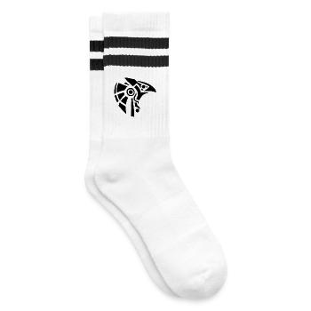 Egyptian god Horus (black) - Striped tennis socks - white/black - Right