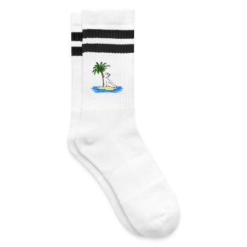 Heißer Eisbär - Gestreifte Tennissocken - Weiß/Schwarz - Rechts