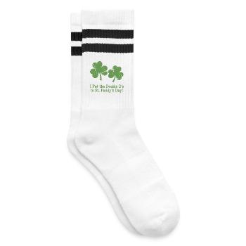 Humour de la Saint-Patrick : Double D Shamrocks - Chaussettes de tennis - blanc/noir - Droite