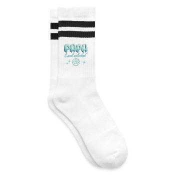 Papa Gamer Level unlocked - Striped tennis socks - white/black - Right