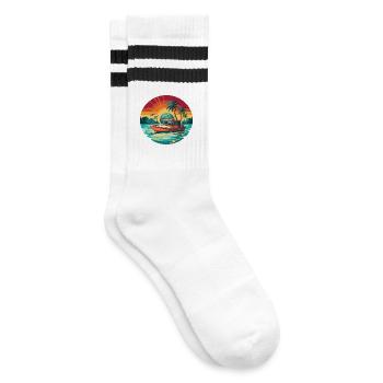 Retro Boat Sunset Tropics - Chaussettes de tennis - blanc/noir - Droite