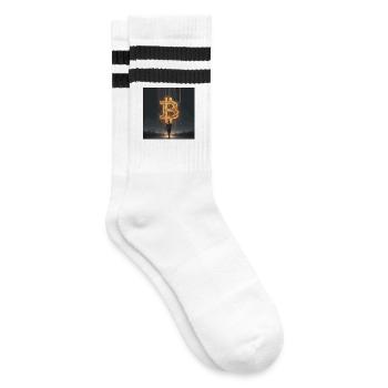 Digital Bitcoin Investment Inspirational Design - Gestreifte Tennissocken - Weiß/Schwarz - Rechts