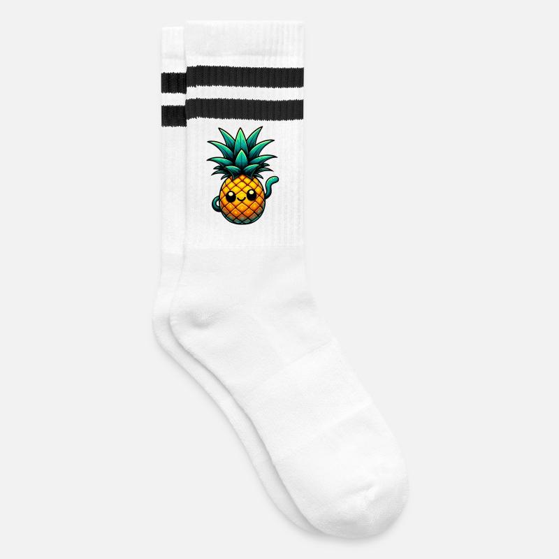 Pineapple - Striped tennis socks - white/black