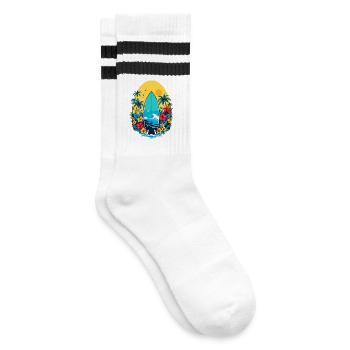 Stylisches Surfbrett - Gestreifte Tennissocken - Weiß/Schwarz - Rechts
