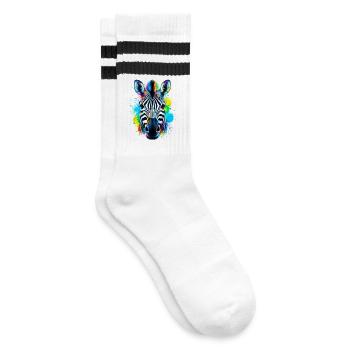 Zebra - Striped tennis socks - white/black - Right