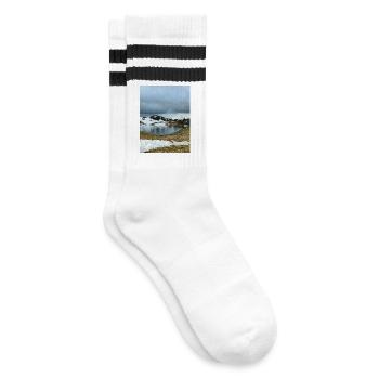 Round lake in Oisans - Striped tennis socks - white/black - Right