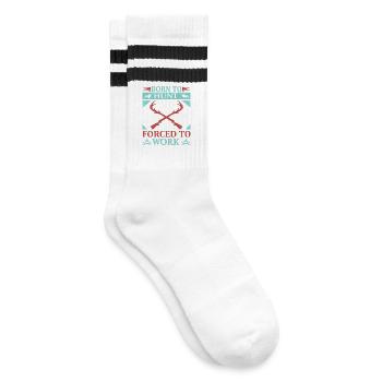 Born to hunt, forced to work - Striped tennis socks - white/black - Right