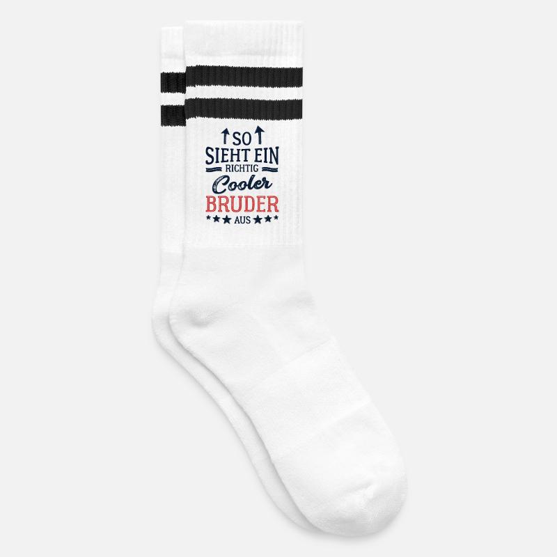 So sieht ein cooler Bruder aus Bester Bruder - Gestreifte Tennissocken - Weiß/Schwarz
