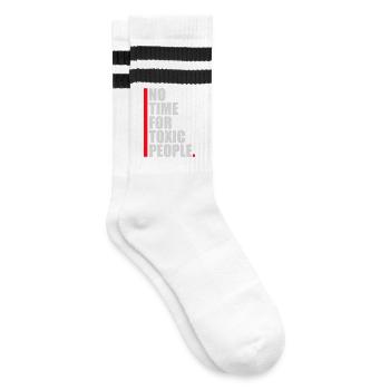 No Time Toxic People Boundaries Self Care Saying - Striped tennis socks - white/black - Right