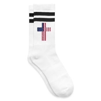 USA Cross Flag - Striped tennis socks - white/black - Right