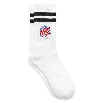 NYC Graffiti Skyline Splash - Gestreifte Tennissocken - Weiß/Schwarz - Rechts