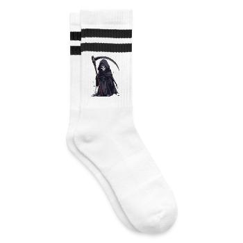 Grim Reaper in black robe - Striped tennis socks - white/black - Right