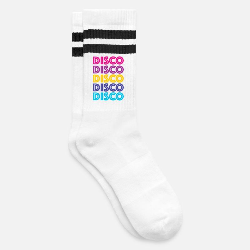 Disco Disco Disco - Gestreifte Tennissocken - Weiß/Schwarz
