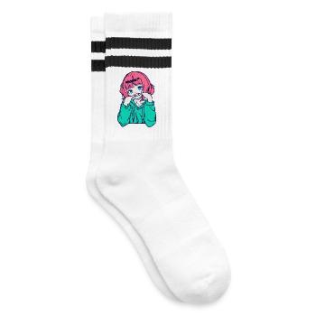 Manga Comic Anime Mädchen Japanisch Zeichentrick - Gestreifte Tennissocken - Weiß/Schwarz - Rechts