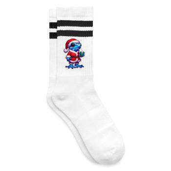 Poison arrow frog Santa Claus - Striped tennis socks - white/black - Right