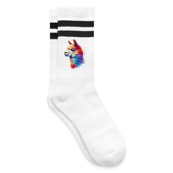 Alpaka - Gestreifte Tennissocken - Weiß/Schwarz - Rechts