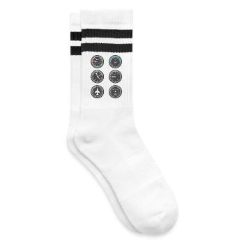 Airplane Flight Instruments - Striped tennis socks - white/black - Right