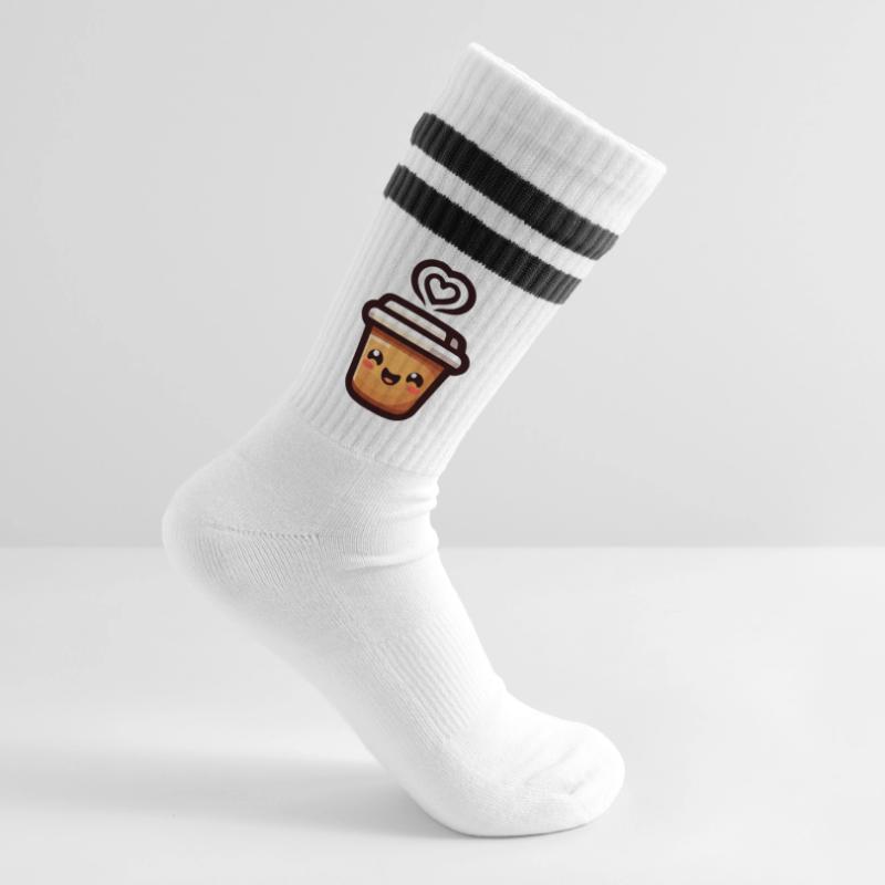 Caffeine Cutie: The Joyful Java Striped tennis socks