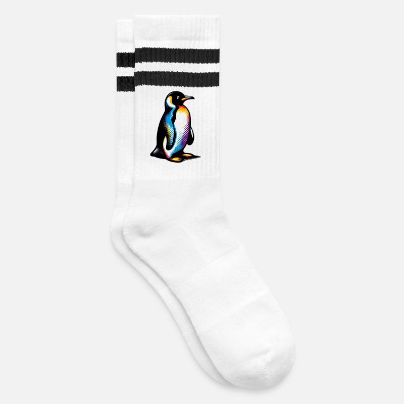 Pinguin - Gestreifte Tennissocken - Weiß/Schwarz