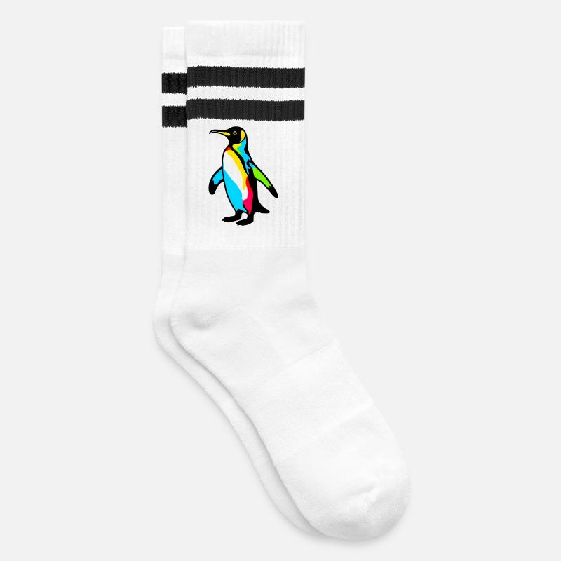 Pinguin - Gestreifte Tennissocken - Weiß/Schwarz