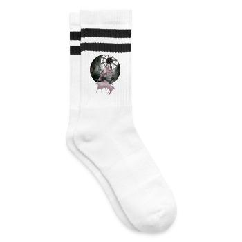 Magical Mermaid in the Underwater Temple - Striped tennis socks - white/black - Right