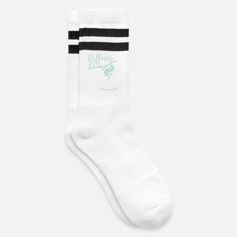 Diffuse the Drama - Striped tennis socks - white/black