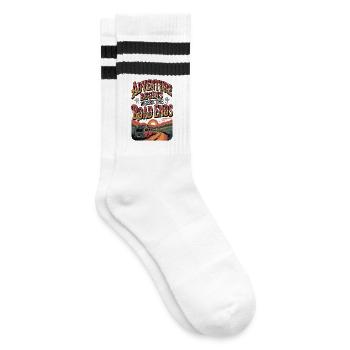 Das Abenteuer beginnt dort, wo die Straße endet - Gestreifte Tennissocken - Weiß/Schwarz - Rechts