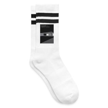 Moderne Architektur: Barcelona Pavillon - Gestreifte Tennissocken - Weiß/Schwarz - Rechts