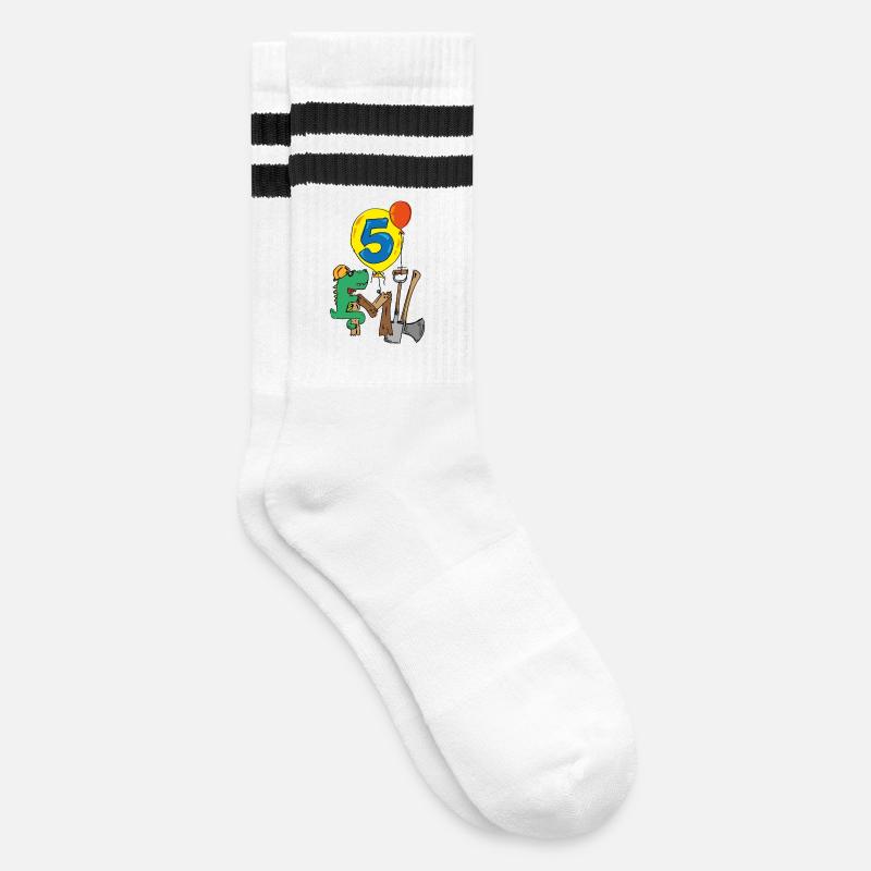 Emil Baustellenkroki feiert 5.Geburtstag - Gestreifte Tennissocken - Weiß/Schwarz