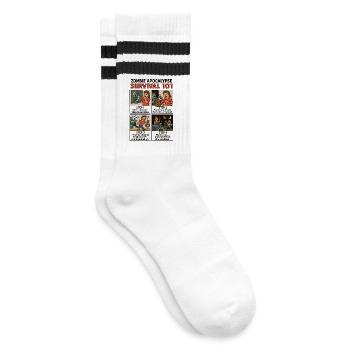 Zombie Survival Guide - Striped tennis socks - white/black - Right