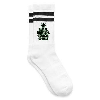 Cannabis Marijuana Grower Stoner Shirt Green Vibes - Striped tennis socks - white/black - Right