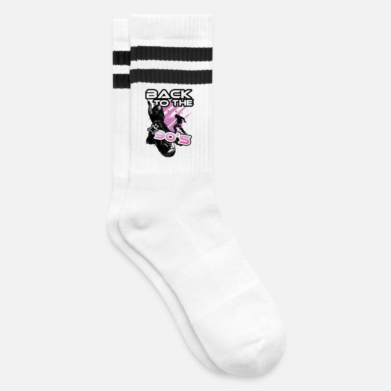 Retour 90s Néon Pop - Chaussettes de tennis - blanc/noir
