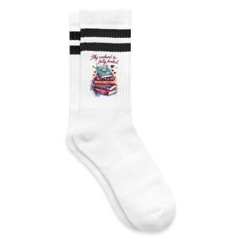 Mein Wochenende ist komplett verplant mit Büchern - Gestreifte Tennissocken - Weiß/Schwarz - Rechts