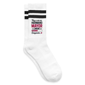 Ich werde 2026 großer Bruder. - Gestreifte Tennissocken - Weiß/Schwarz - Rechts