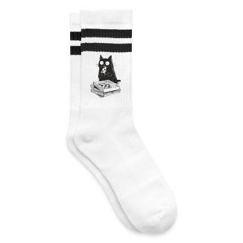 Pizza Cat - Striped tennis socks - white/black - Right