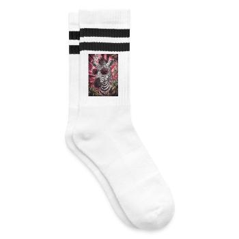 Zebra with sunglasses in cannabis psychedel - Striped tennis socks - white/black - Right