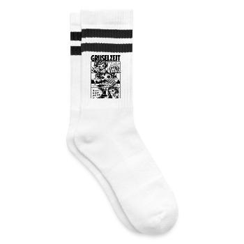 Gruselzeit Nachtkino Horror Puppe - Gestreifte Tennissocken - Weiß/Schwarz - Rechts