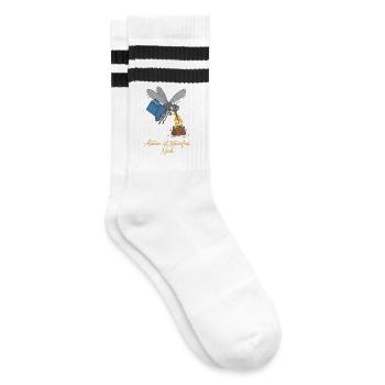 Atmen ist steuerfrei. Noch ! - Gestreifte Tennissocken - Weiß/Schwarz - Rechts
